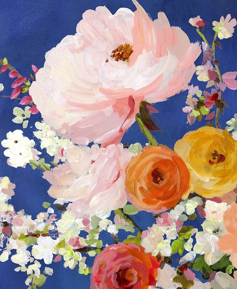 Midnight Garden Flowers I Poster Print by Allison Pearce # PS327A