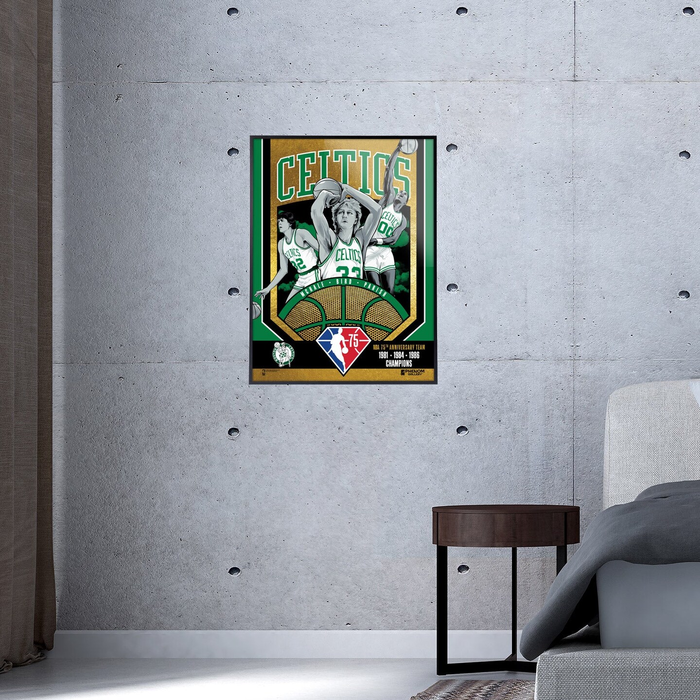 Phenom Gallery Boston Celtics 75th Anniversary 80&#x27;s NBA Champions 18&#x22; x 24&#x22; Gold Foil Serigraph