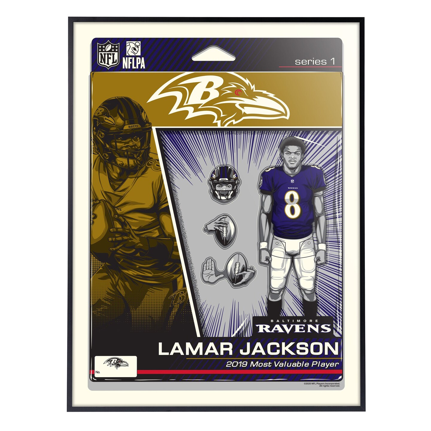 Phenom Gallery Baltimore Ravens Lamar Jackson Action Figure 18&#x22; x 24&#x22; Deluxe Framed Serigraph