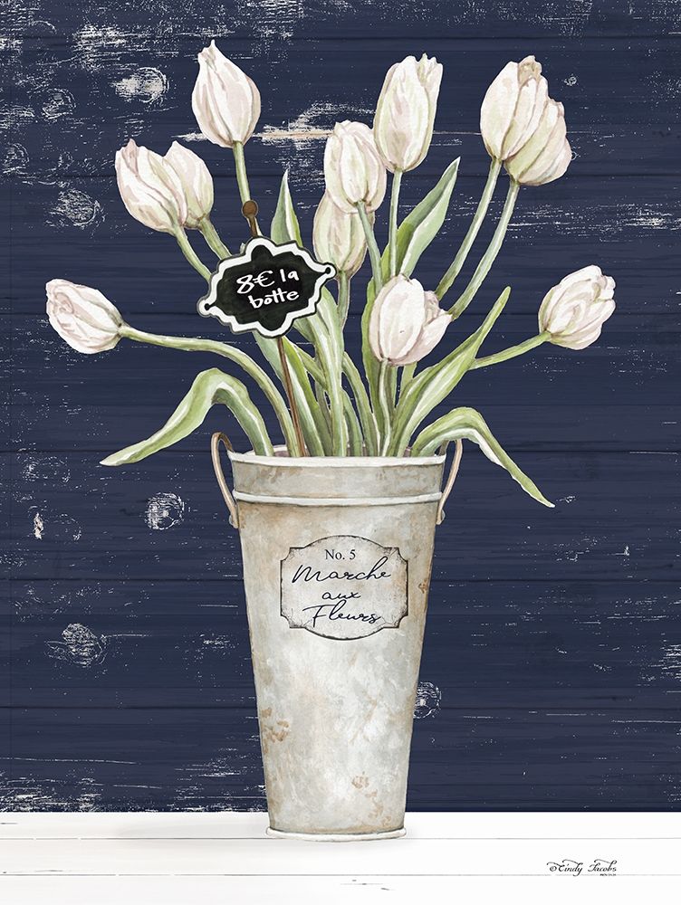 Tulips on Navy I    Poster Print by Cindy Jacobs # CIN1967