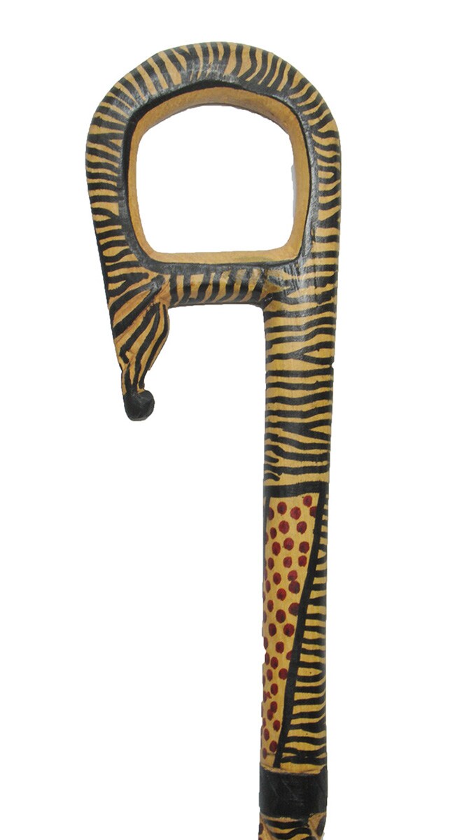 Hand Carved African Wild Animal Print Wooden Walking Stick