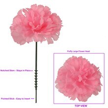 Box of 100: Pink Carnation Picks, 5&#x22; Long, 3.5&#x22; Wide, Silk Flowers, Floral Picks by Floral Home&#xAE;