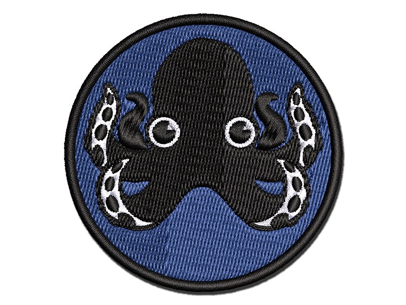 Cute Octopus Multi-Color Embroidered Iron-On or Hook &#x26; Loop Patch Applique