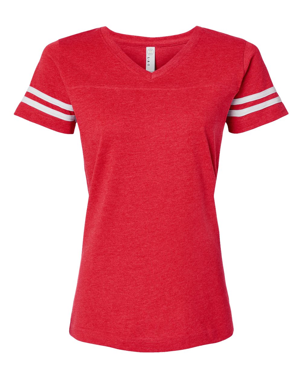 LAT&#xAE; Women&#x27;s Football V-Neck Short Sleeve Fine Jersey Tee
