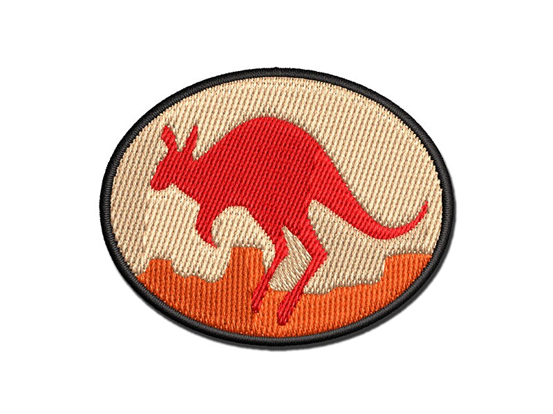 Leaping Red Kangaroo Silhouette Australian Marsupial MultiColor Embroidered IronOn or Hook