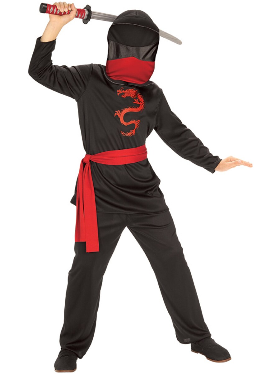 Child Boy&#x27;s Masked Red Dragon Ninja Warrior Costume