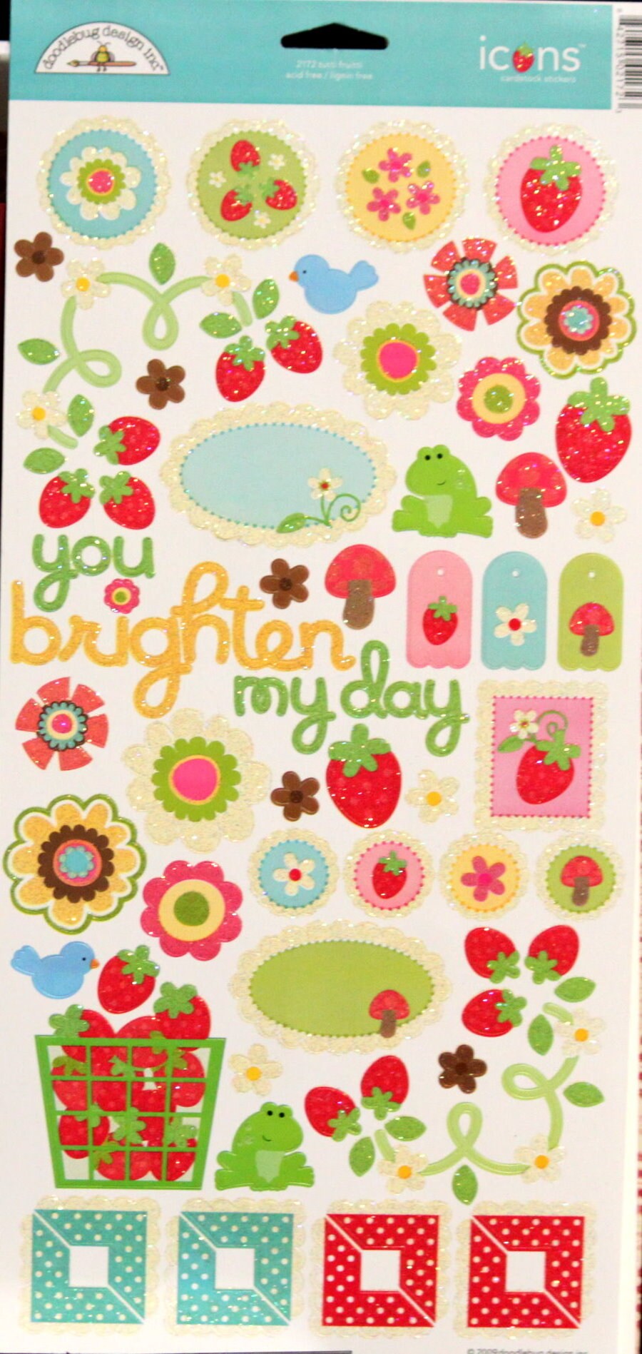 Doodlebug Designs Tutti Fruitti Glitter Icons Cardstock Stickers Michaels