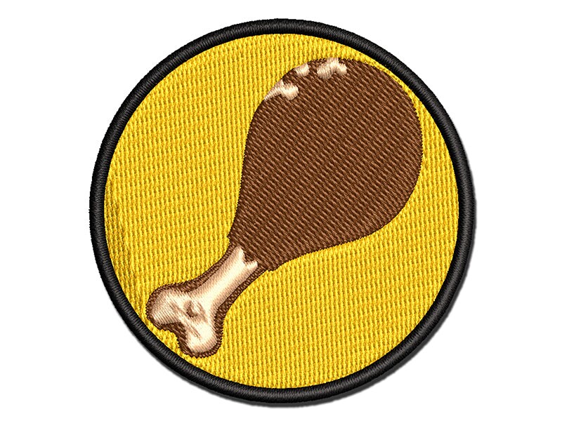 Chicken Drumstick Meat Food Multi-Color Embroidered Iron-On or Hook & Loop Patch Applique