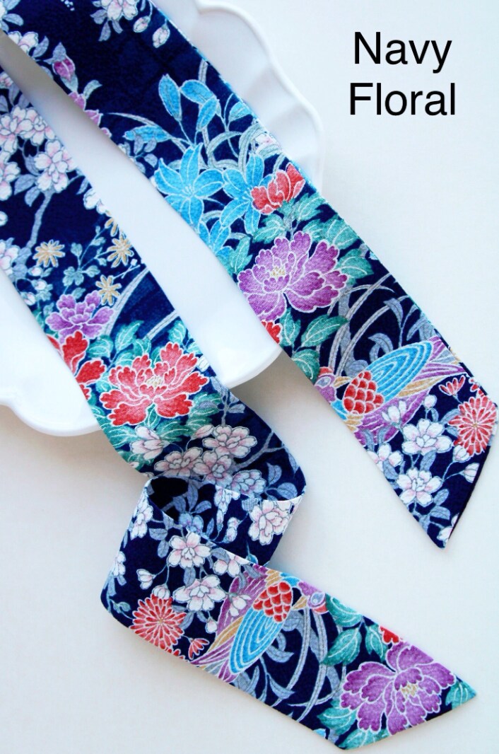 Handmade kimono silk hair scarf ponytail scarf ribbon braid  display picture 3