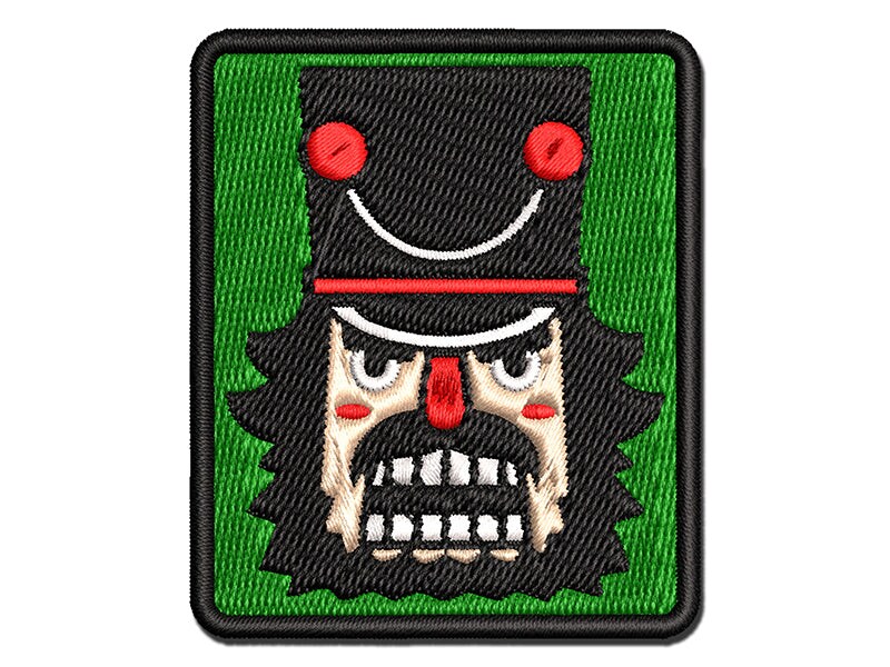 Grumpy Angry Christmas Nutcracker Face Multi-Color Embroidered Iron-On or Hook &#x26; Loop Patch Applique