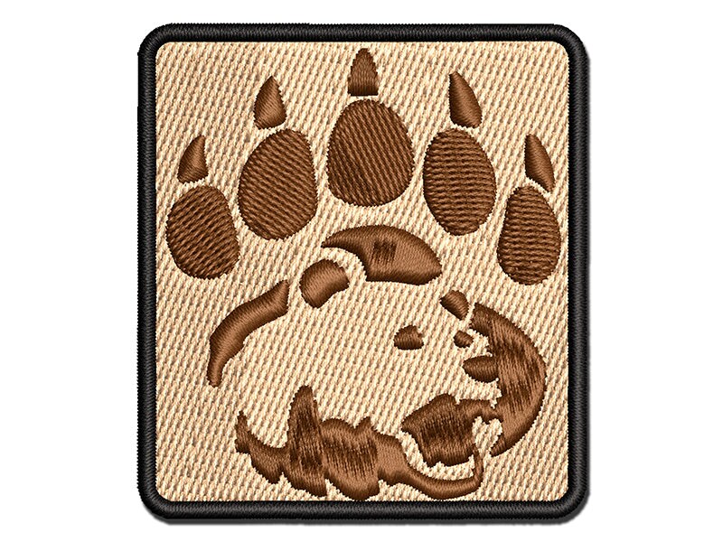 Grizzly Bear Head in Claw Paw Multi-Color Embroidered Iron-On or Hook &#x26; Loop Patch Applique