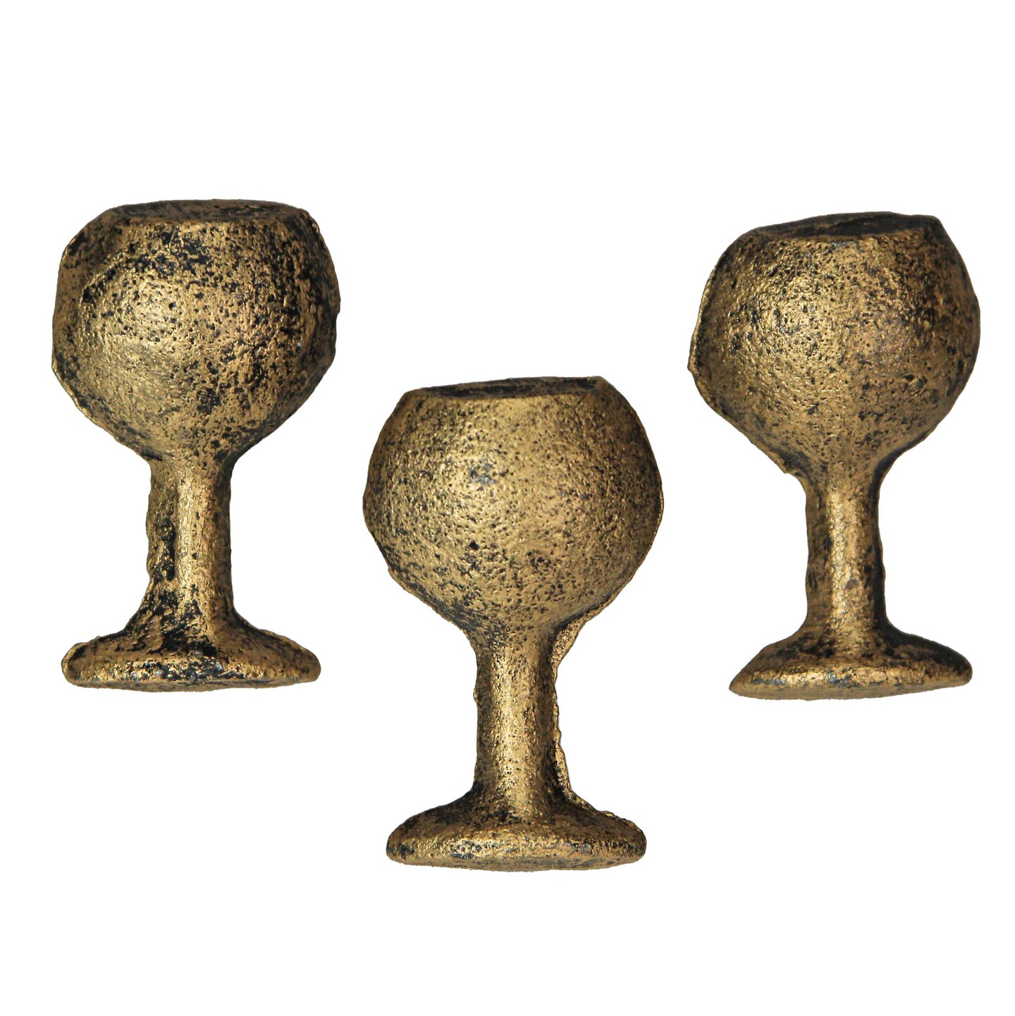 Antique Finish Cast Iron Wine Glass Decorative Cabinet Knob Drawer Pulls Set / 6