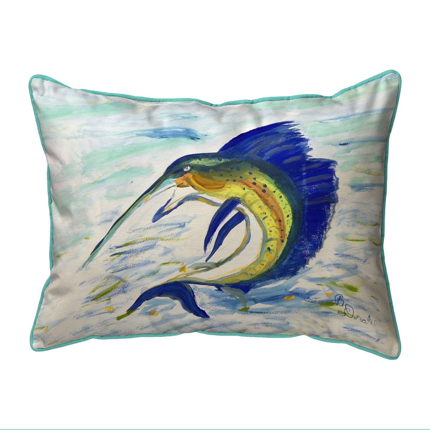 Betsy Drake Sailfish Jumping Large Pillow 16x20