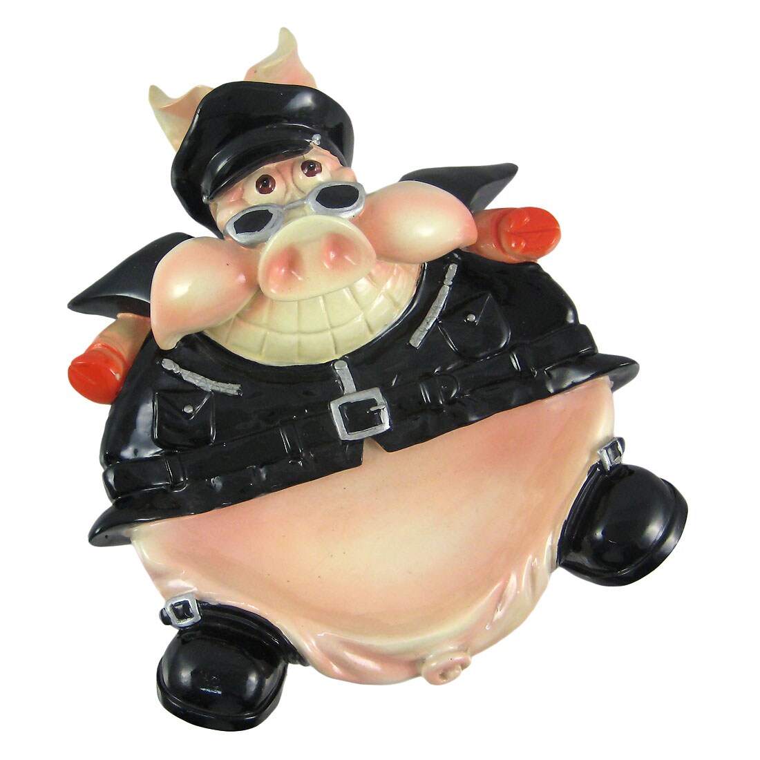 Grinning Biker Pig Soap Dish/Valet Change Holder