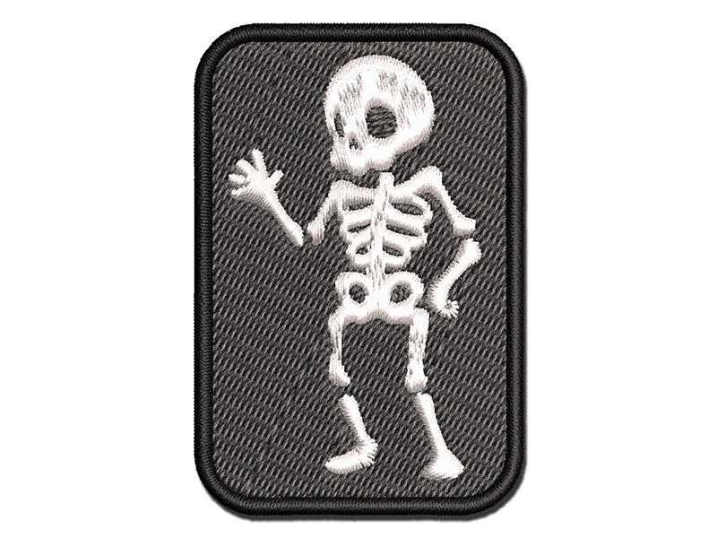 Cute Skeleton Waving Multi-Color Embroidered Iron-On or Hook &#x26; Loop Patch Applique