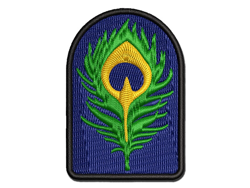 Elegant Peacock Feather Multi-Color Embroidered Iron-On or Hook &#x26; Loop Patch Applique