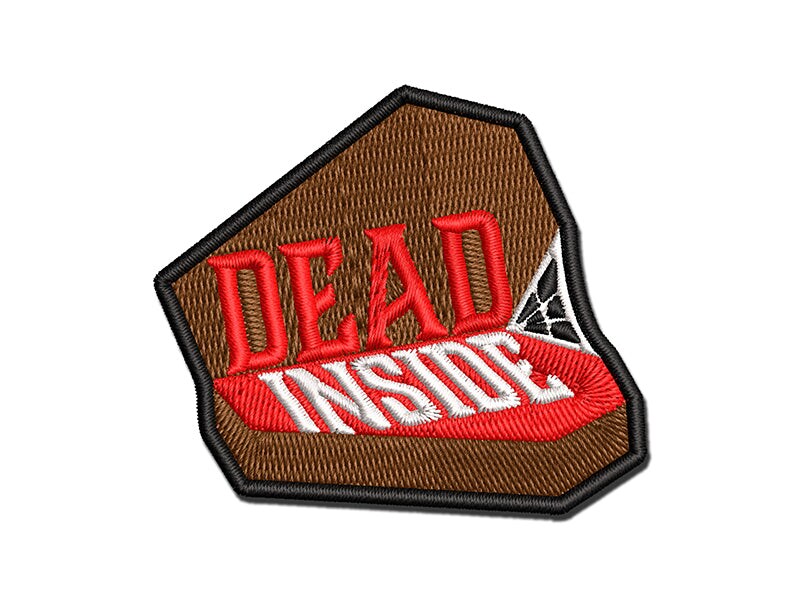 Dead Inside Goth Coffin Morbid Multi-Color Embroidered Iron-On or Hook &#x26; Loop Patch Applique