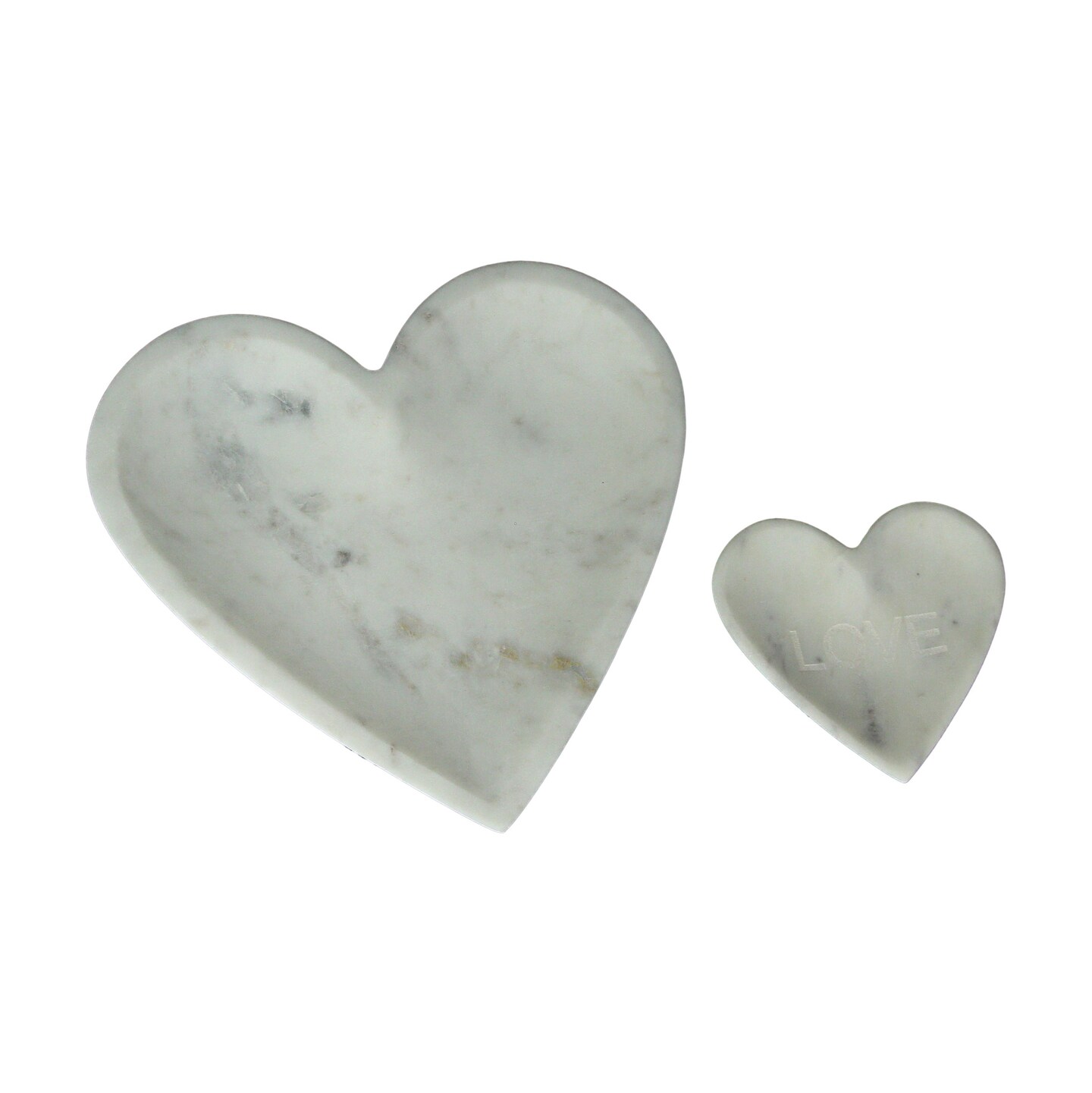 Set of 2 Marble Finish Decorative Ceramic Heart-Shaped Dishes