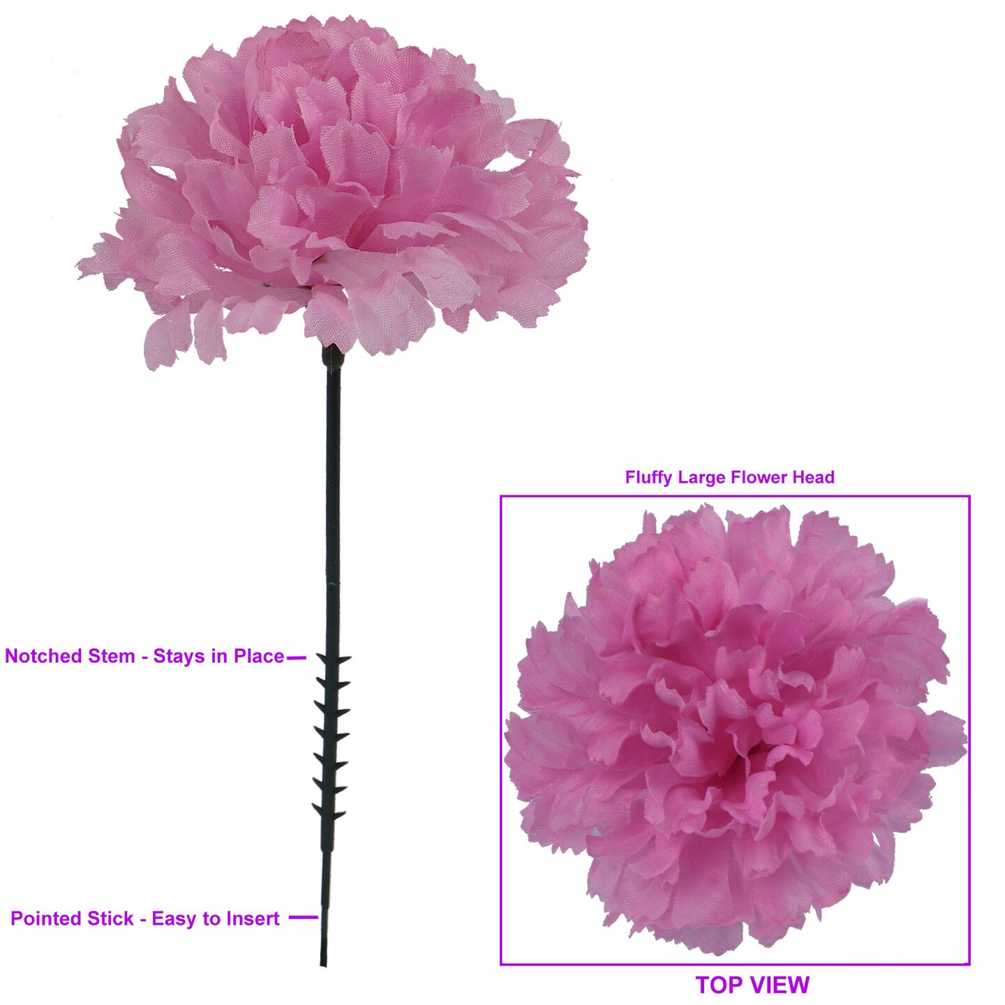 LGBT Carnation Picks: Set of 100, 3.5" Wide, Silk Flowers, Floral Home by Artificial Flowers