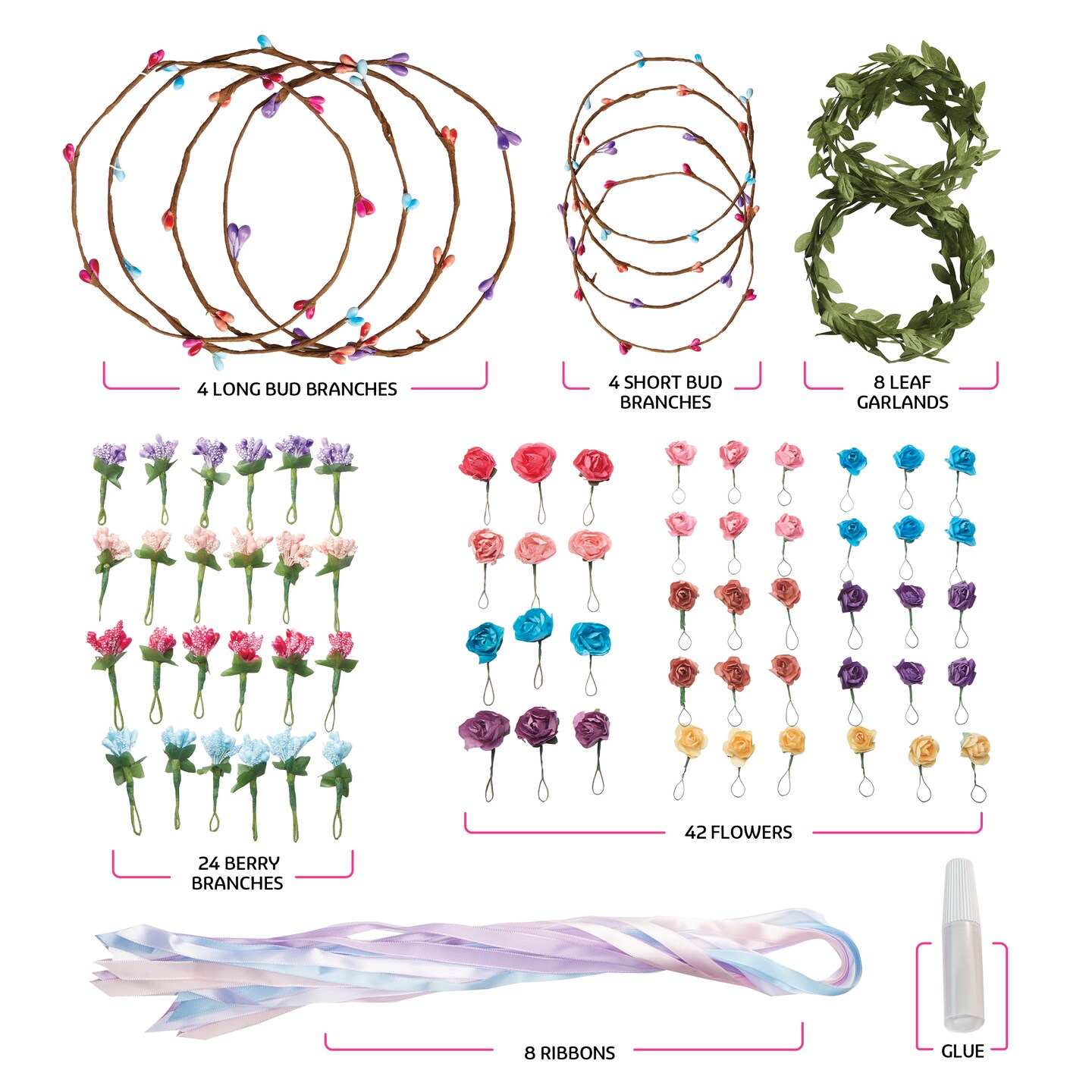 Flower Crowns & Bracelet Making Kit for Girls - Make Your Own Jewelry Kits for Kids - DIY Hair Accessories Set - Arts & Crafts Gift for Ages 6-12 Year Old Girl - Craft Maker Gifts Toys