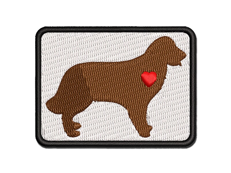 Golden Retriever Dog with Heart Multi-Color Embroidered Iron-On or Hook &#x26; Loop Patch Applique