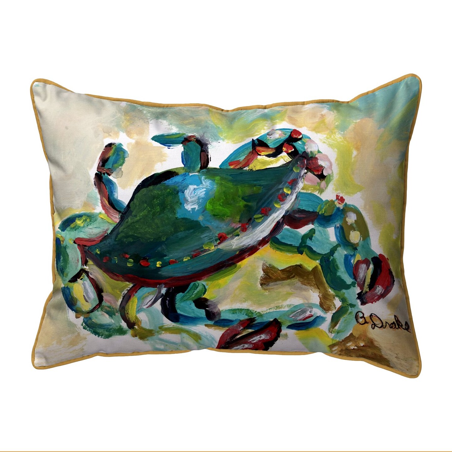 Betsy Drake Colorful Crab 16x20 Large Indoor/Outdoor Pillow