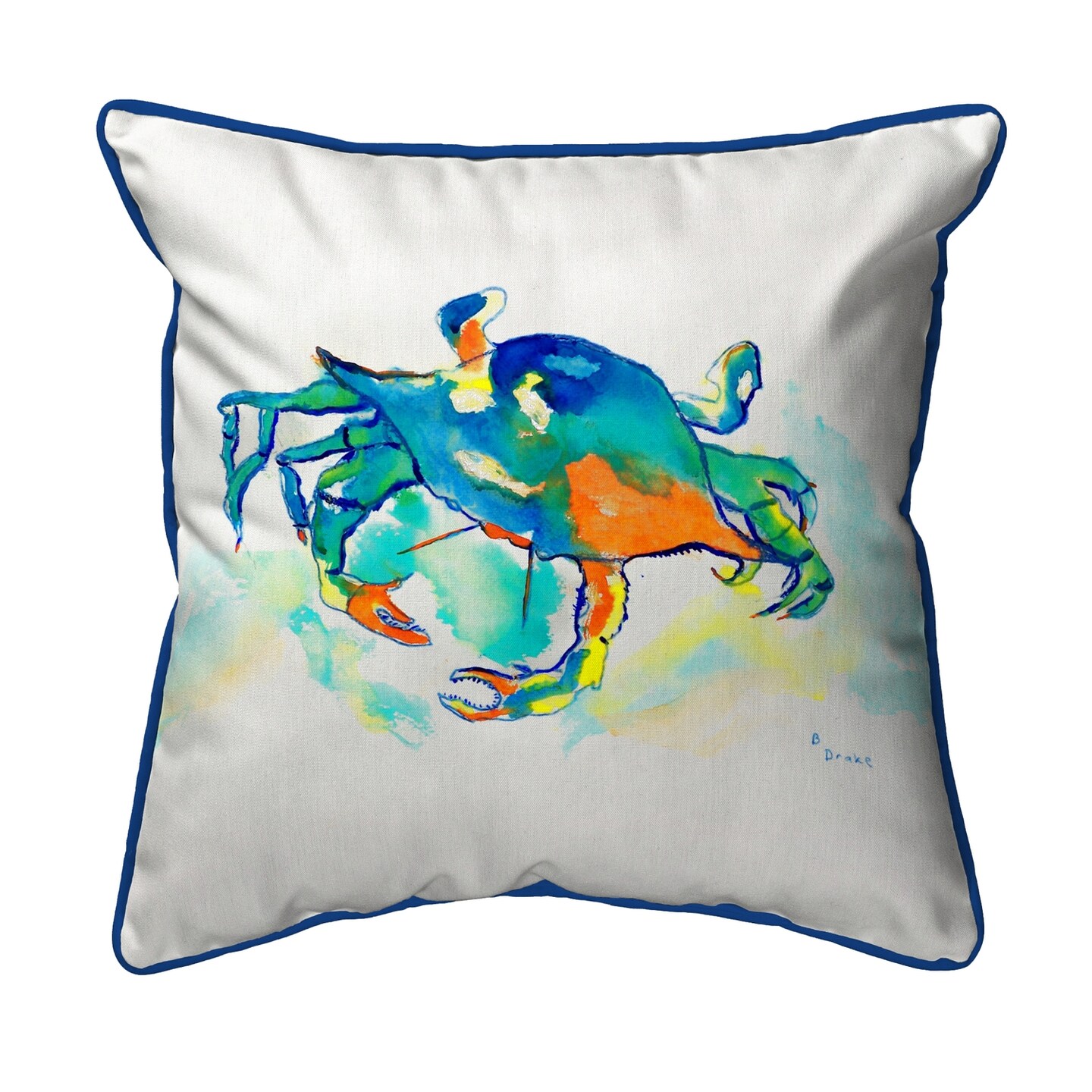 Betsy Drake Orange Crab Large Indoor/Outdoor Pillow 18x18