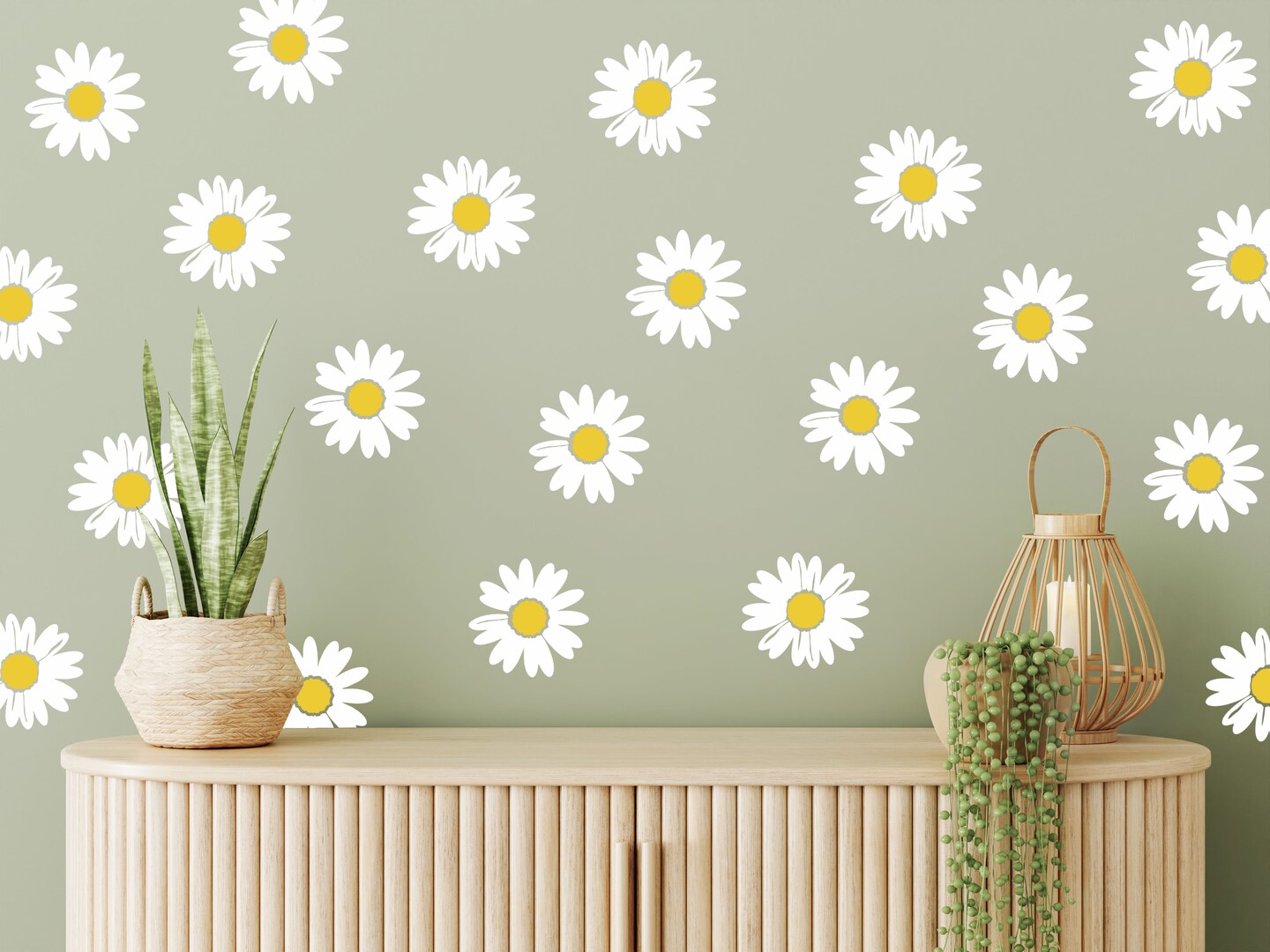 Modern Daisy Wall Decals, Retro Flower Decal, Flower Power Decor, Boho ...