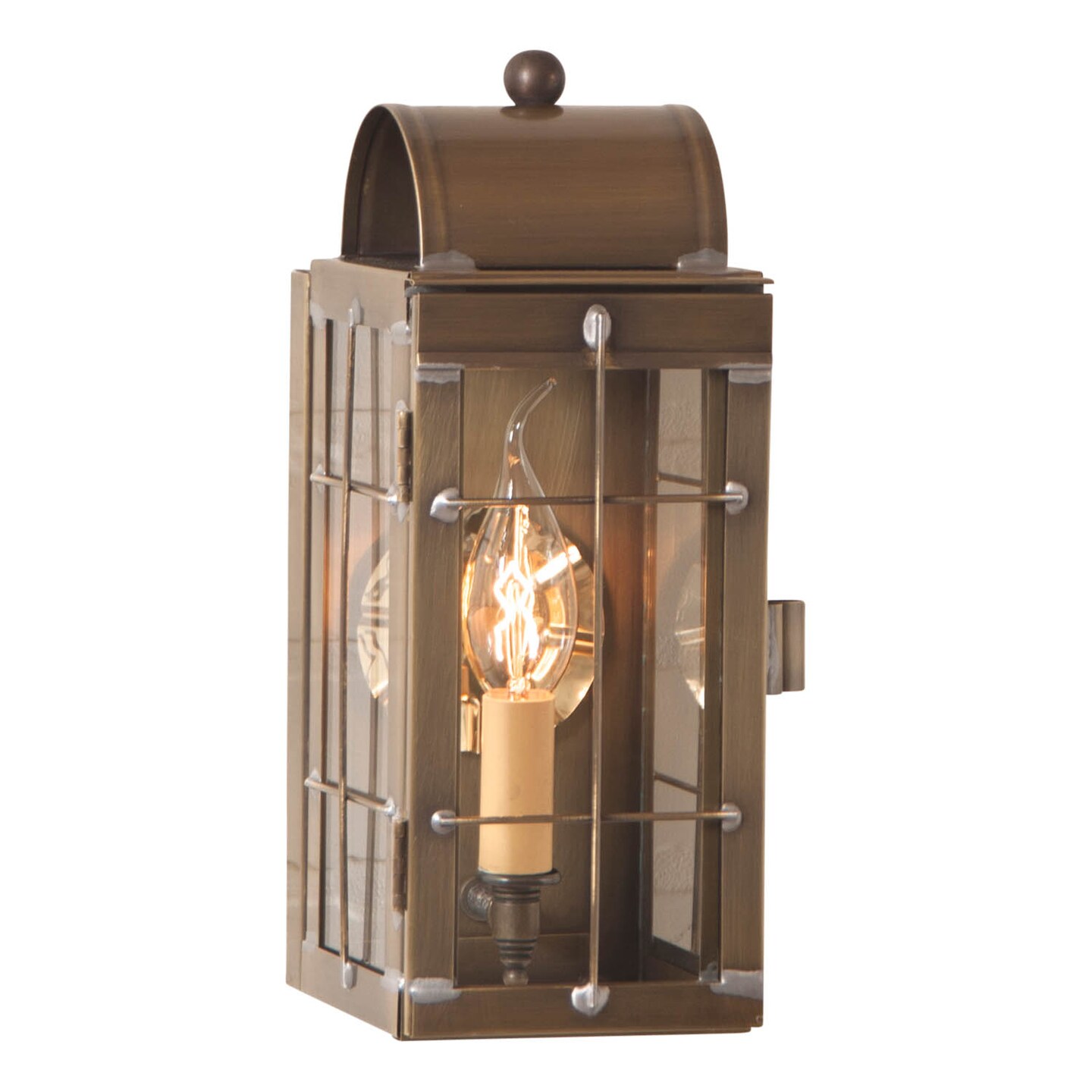 Irvin&#x27;s Country Tinware Cape Cod Wall Lantern in Weathered Brass