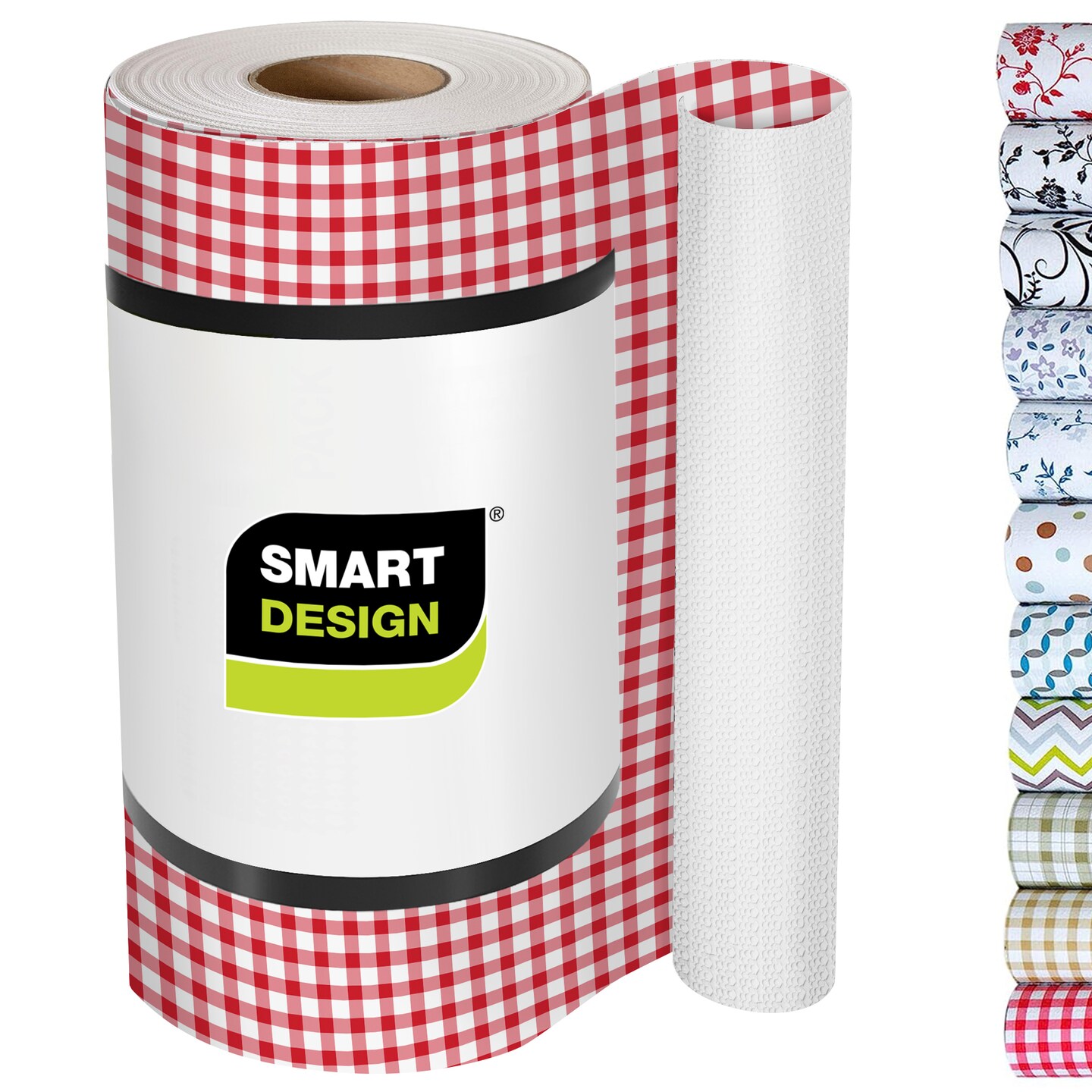 Smart Design Bonded Grip Shelf Liner - 12 inch x 10 feet - Ruby Red Gingham