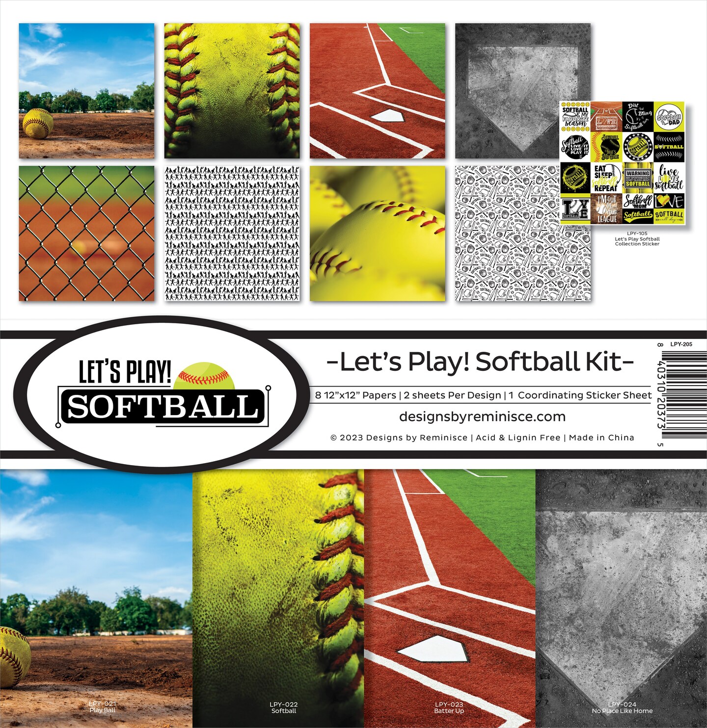 Reminisce Collection Kit 12&#x22;X12&#x22;-Let&#x27;s Play Softball