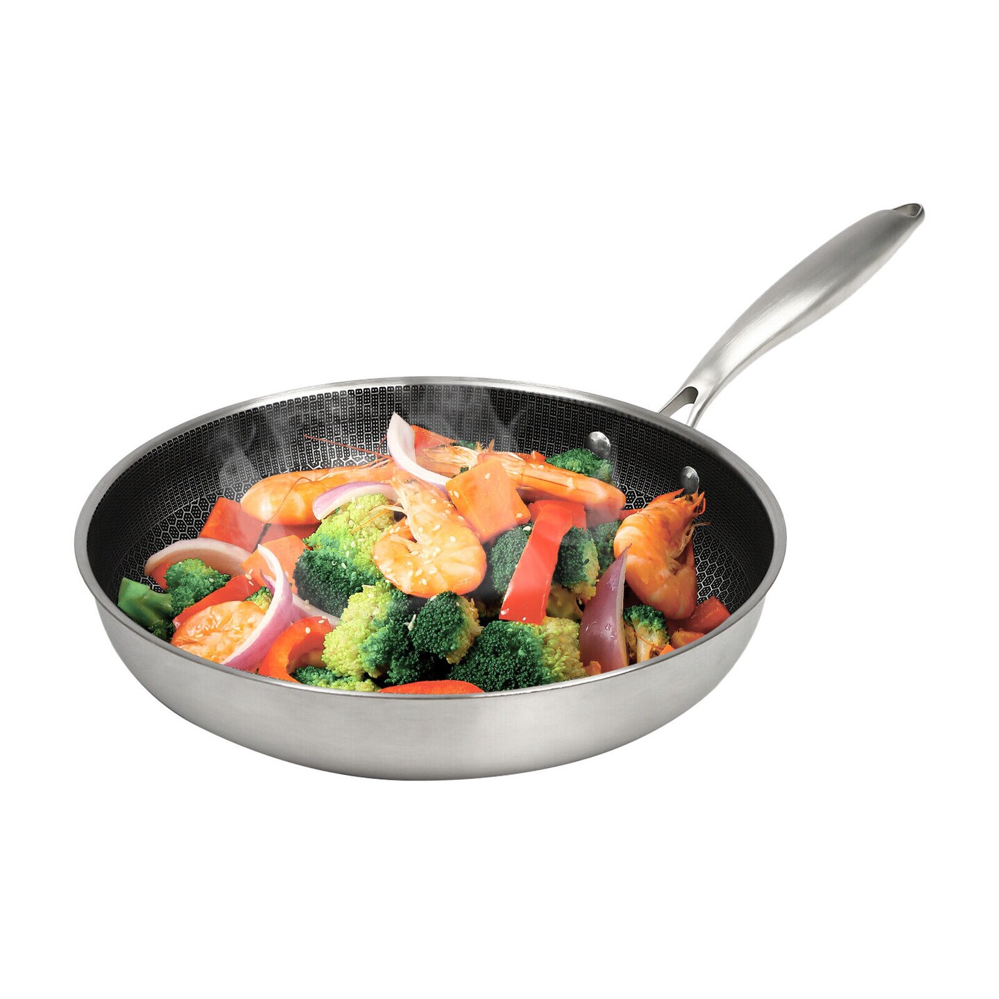 Kitcheniva 12&#x22; Stainless Steel Frying Pan with Nonstick Coating