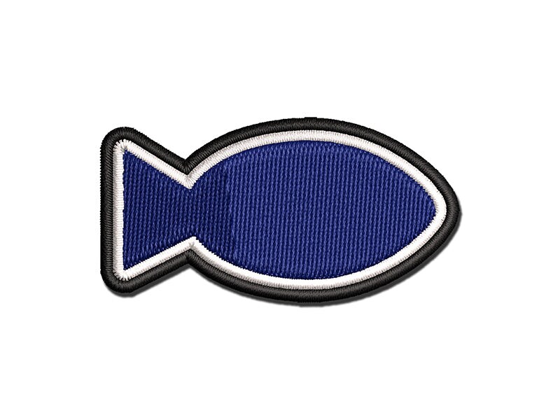 Fish Solid Multi-Color Embroidered Iron-On or Hook & Loop Patch Applique