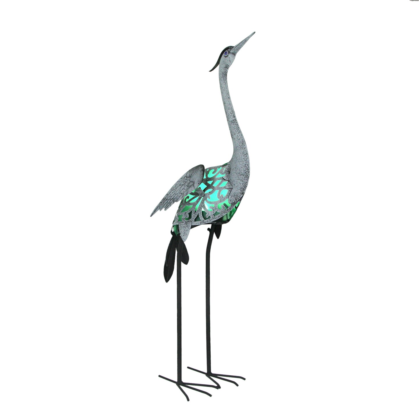 Metal Heron LED Solar Garden Statue Accent Light Patio Decor Sculpture Art