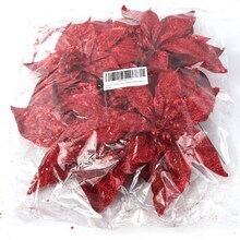 12-Pack: Red Glitter Poinsettia Picks, 8.5&#x22; Wide, Festive Holiday Accents, Christmas Picks, for Trees, Wreaths, &#x26; Garlands, Home &#x26; Office Decor, Floral Home by Artificial Flowers