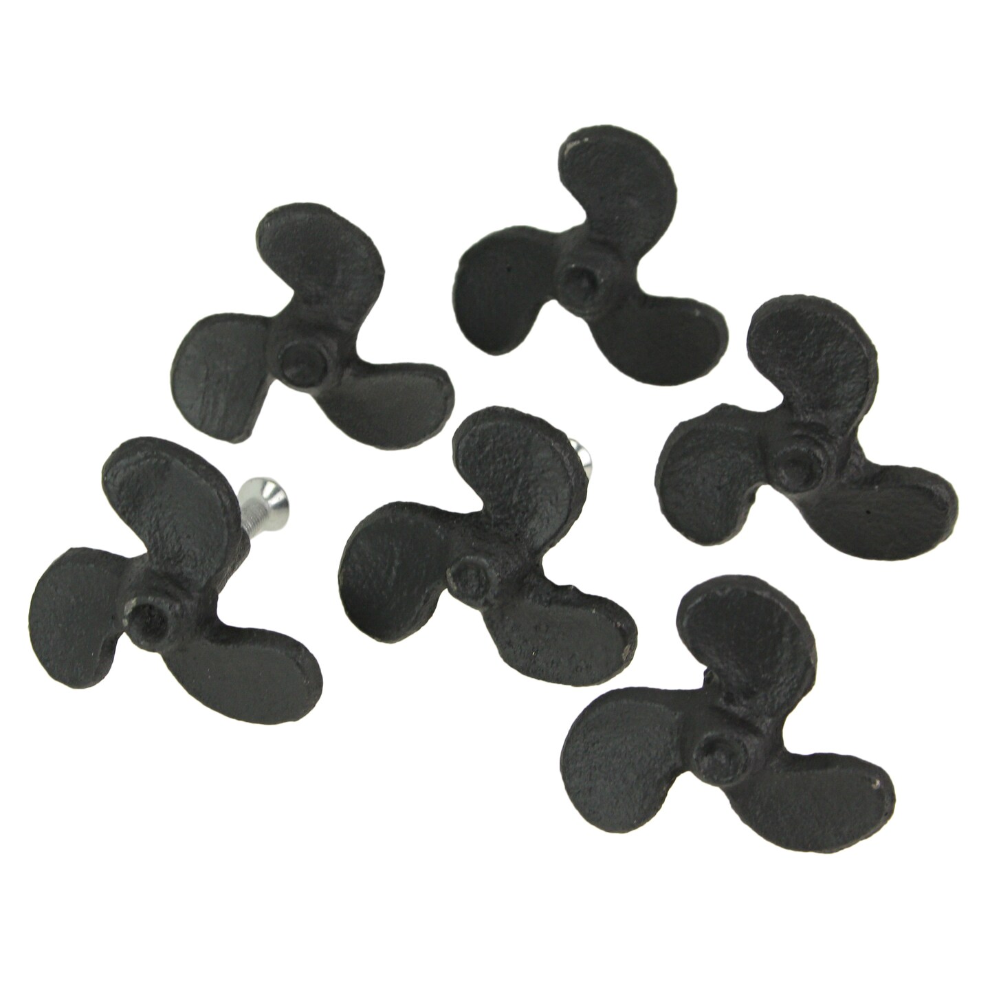 Set of 6 Cast Iron Boat Propeller Cabinet Knob Nautical Drawer Pull Decor