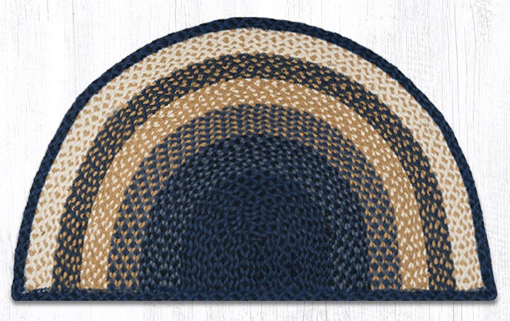 Earth Rugs SC-79 Lt. Blue / Dk. Blue / Mustard Large Rug Slice 24" x 39"