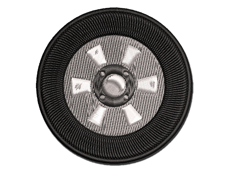 Detailed Realistic Tire Wheel Car Vehicle Multi-Color Embroidered Iron-On or Hook & Loop Patch Applique