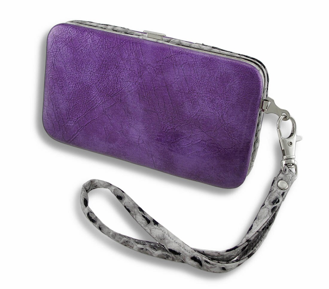 Glossy Vinyl iPhone 5/5s Wallet Wristlet with Snakeskin Trim
