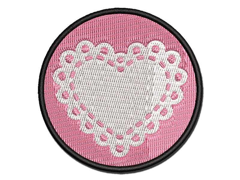 Fancy Heart Doily Love Valentine&#x27;s Day Multi-Color Embroidered Iron-On or Hook &#x26; Loop Patch Applique