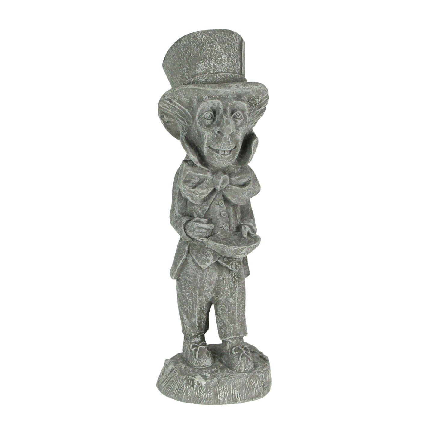 Mad Hatter Alice in Wonderland Light Gray Finish Statue 19 in-CEMENT