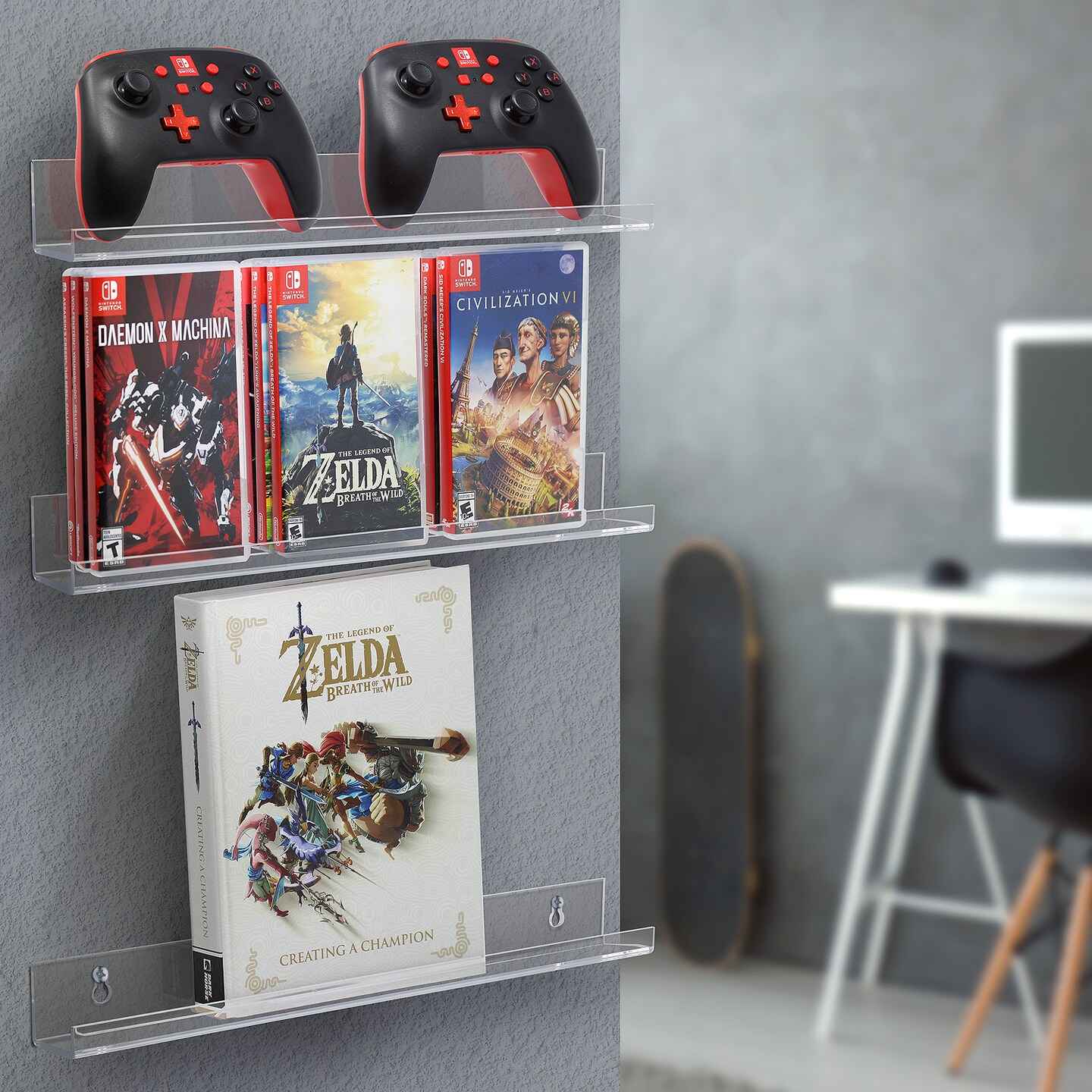 Sorbus Acrylic Wall Ledge Floating Shelf Rack Organizer - Perfect for Displaying books, décor, kitchen organization and more