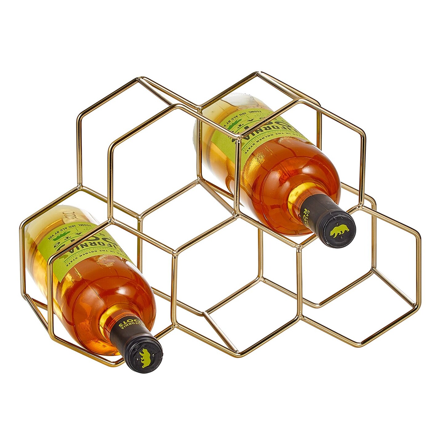 mDesign Honeycomb 5 Bottle Wine Rack for Kitchen Counter or Fridge