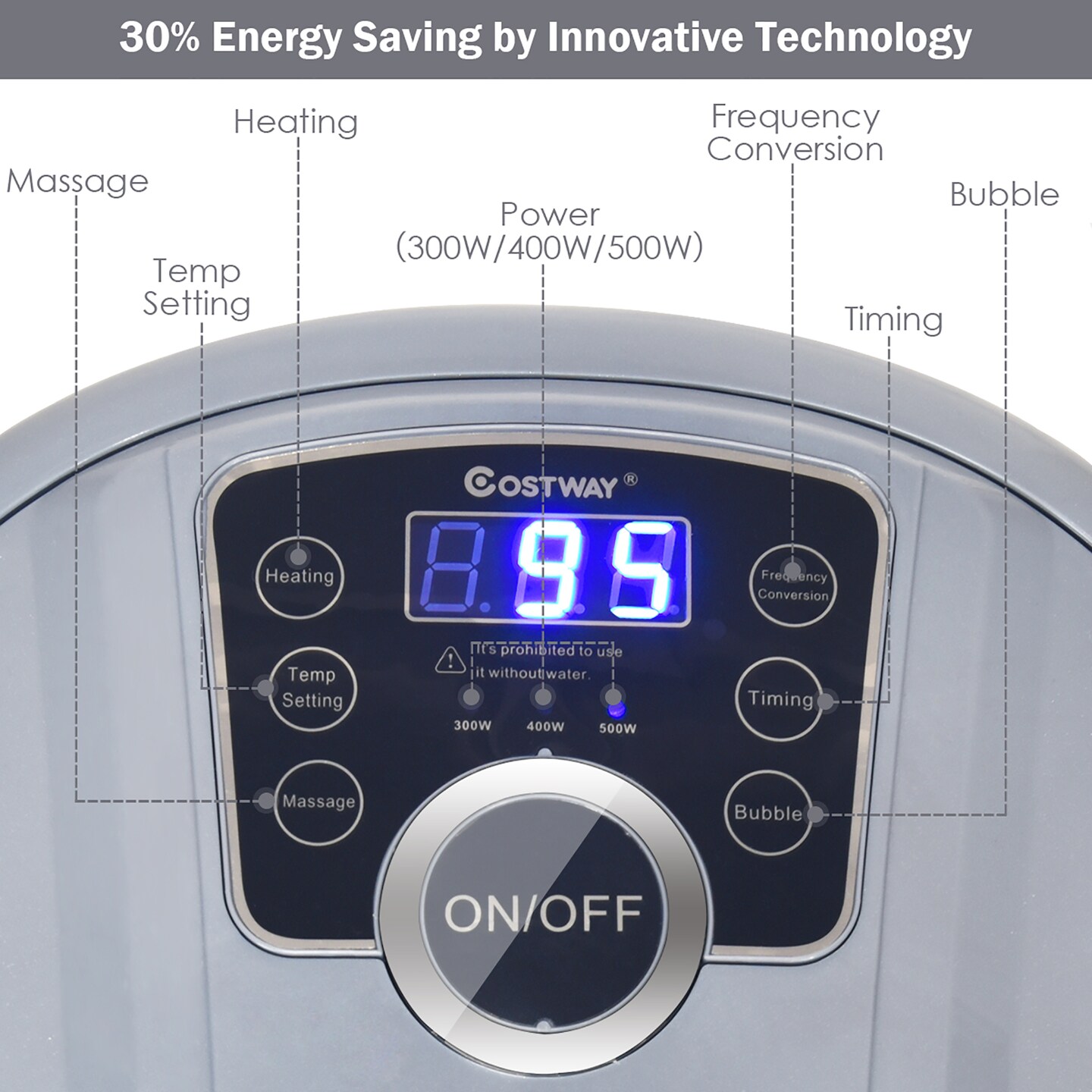 Costway Portable Electric Foot Spa Bath Shiatsu Roller Motorized Massager Fast Heating Brown/Grey