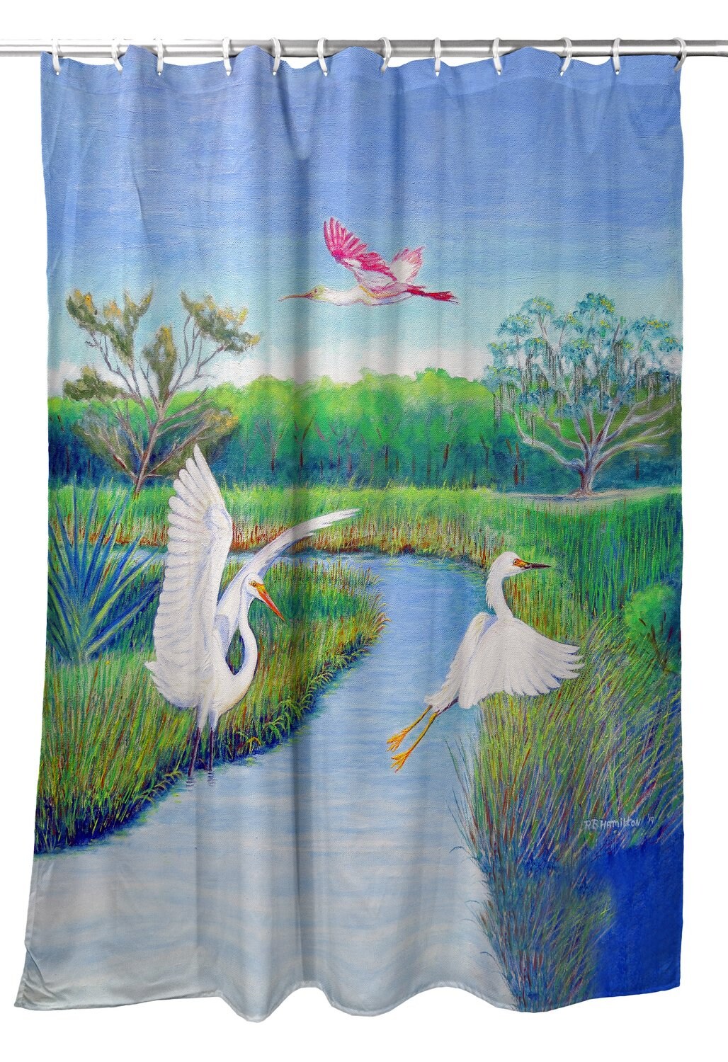Betsy Drake Marsh Wings Shower Curtain