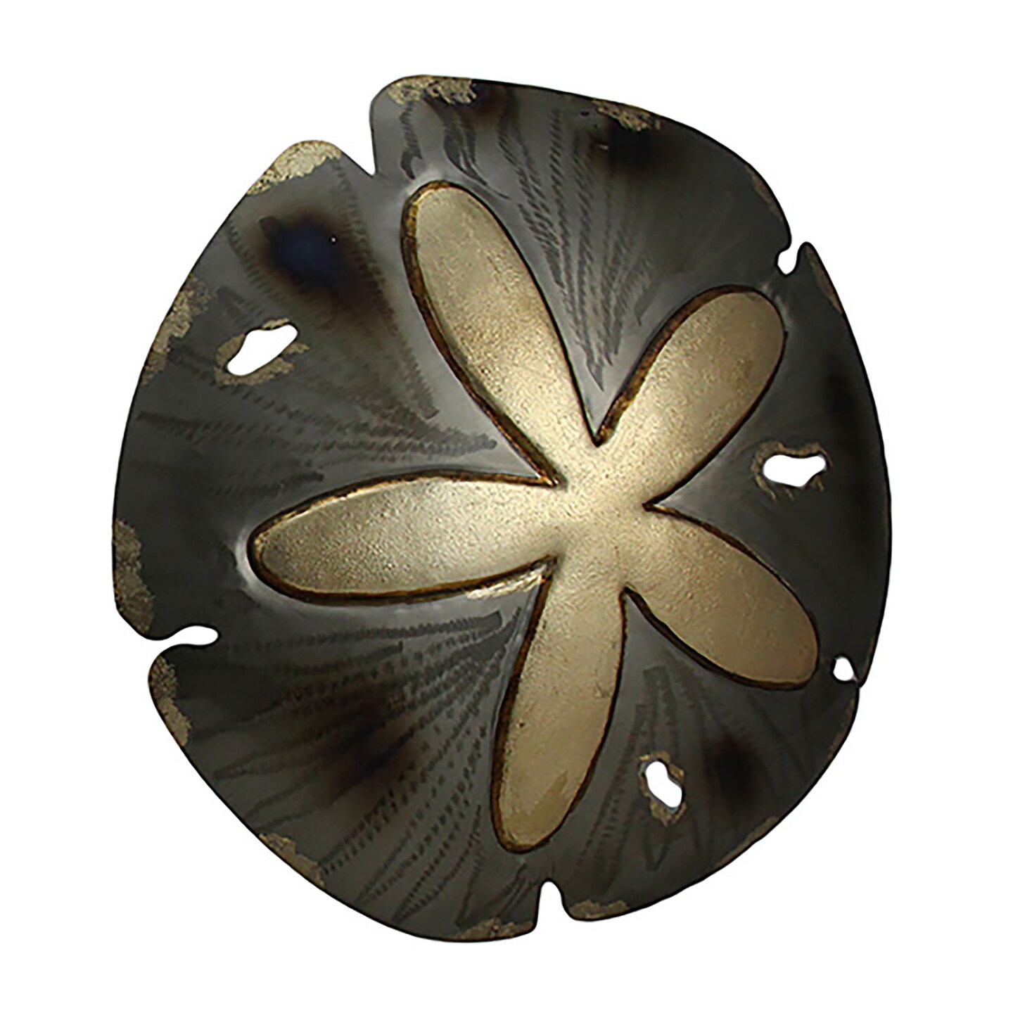 15 Inch Sparkling Glossy Metal Sand Dollar Wall Hanging Sculpture Home Decor