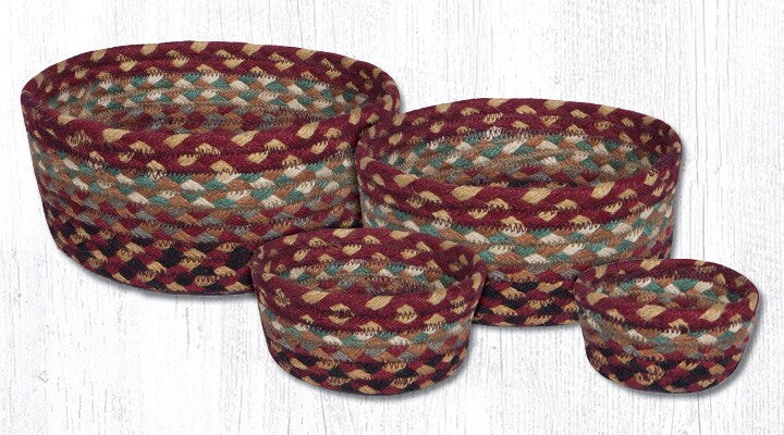 Earth Rugs CB-357 Burgundy / Gray / Cream Casserole Baskets Set of 4