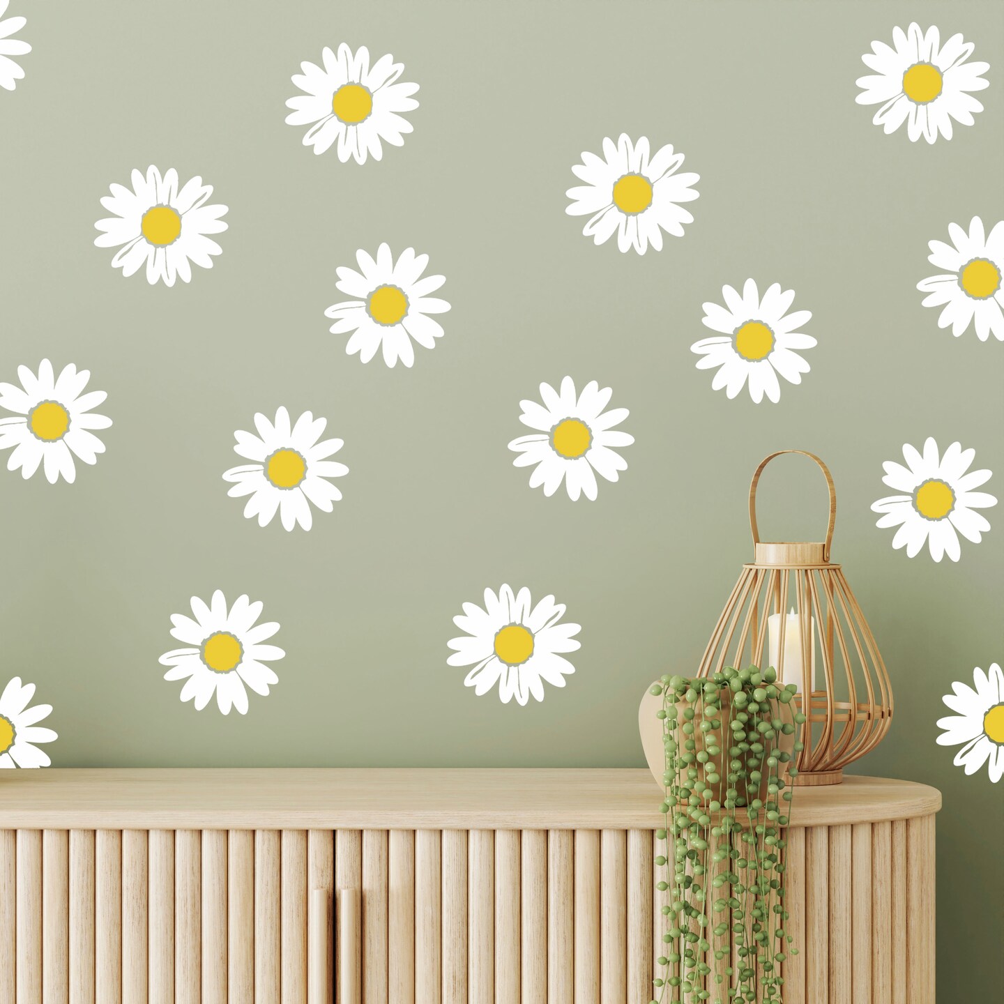 Modern Daisy Wall Decals, Retro Flower Decal, Flower Power Decor, Boho ...