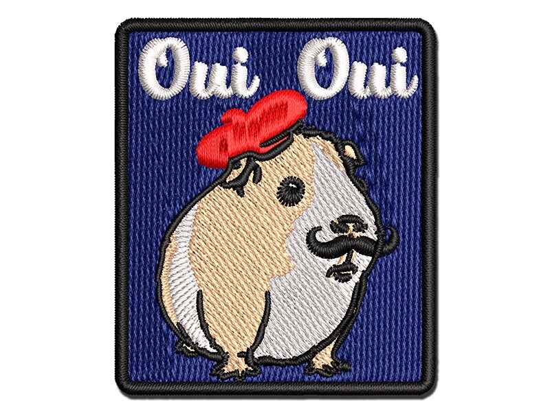 French Guinea Pig Oui Oui Multi-Color Embroidered Iron-On or Hook &#x26; Loop Patch Applique