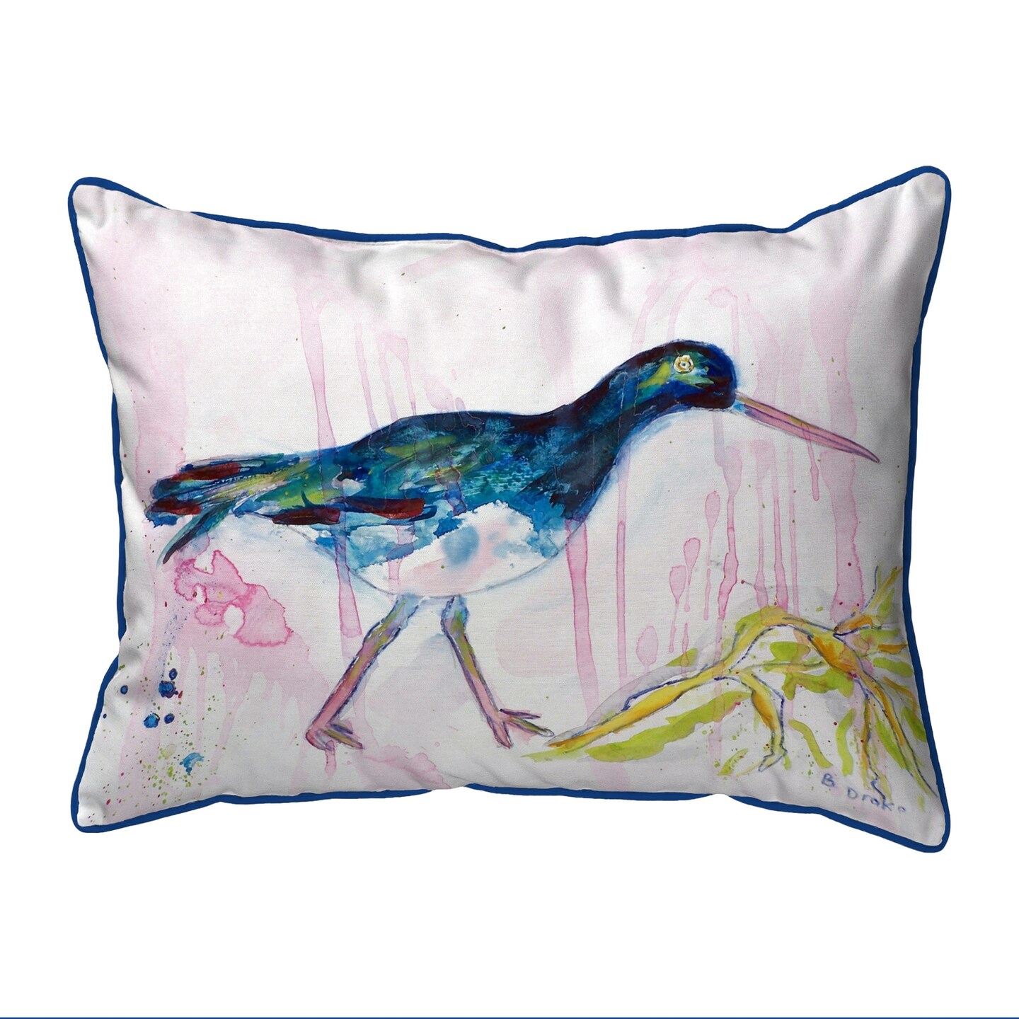 Betsy Drake Black Shore Bird Large Indoor/Outdoor Pillow 16x20